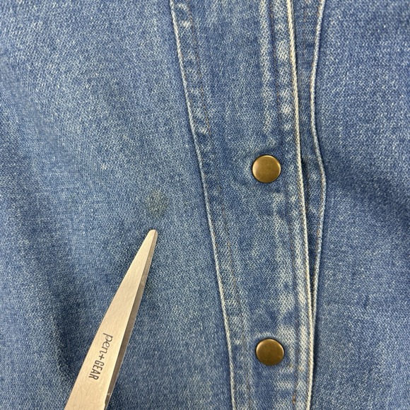 VTG 90s Women's Denim Bomber Jacket AOP Newspaper Print Lined Blue Jean Coat M - Picture 11 of 12